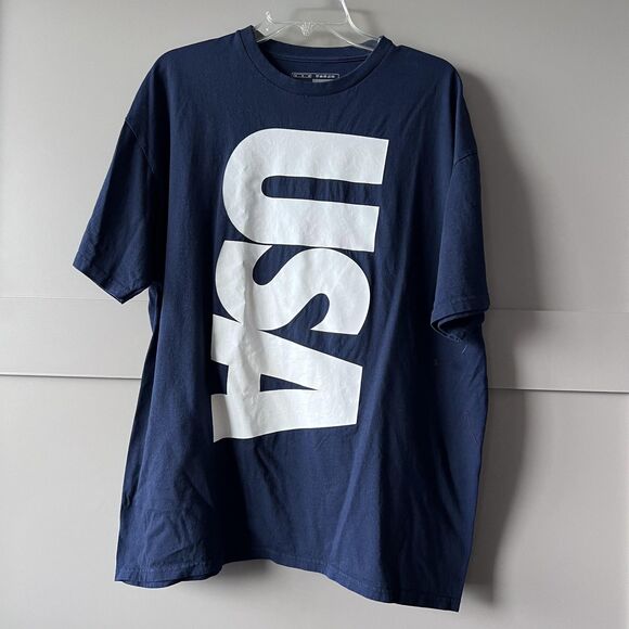 Nike USA Shirt Mens XL Navy Blue Graphic Swoosh Flag Short Sleeve T-Shirt Tee - Picture 1 of 9